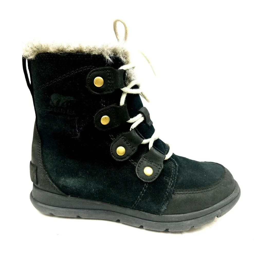 Sorel Women’s Boots, Insulated, Waterproof, Size 5, Explorer Joan Black Winter